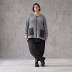 Strickjacke in A-Form mit Reißverschluss Rundhalsausschnitt Taschen Memorytaft leicht