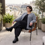 Strickjacke in A-Form mit Reißverschluss Rundhalsausschnitt Taschen Memorytaft leicht