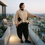Beige Strickjacke in A-Linie mit Hemdkragen Zipfelsaum und warmem weichem Stretchgriff