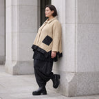 Beige Strickjacke in A-Linie mit Hemdkragen Zipfelsaum und warmem weichem Stretchgriff