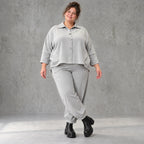 Graue Ballonjeans aus Stretchdenim in lockerer Form für bequemen lässigen Alltagslook
