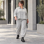 Graue Ballonjeans aus Stretchdenim in lockerer Form für bequemen lässigen Alltagslook