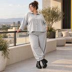 Graue Ballonjeans aus Stretchdenim in lockerer Form für bequemen lässigen Alltagslook