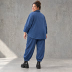 Ballonhose aus Stretchdenim mit Schlupfbund Seitentaschen und lässiger Ballonform