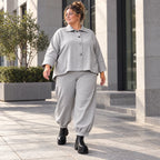 Graue Jeansjacke in weicher Stretchqualität mit Vokuhilaschnitt und bequemem Sitz