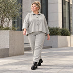Karottenhose in grauer Jeansoptik mit elastischem Komfortbund und weicher Stretchqualität