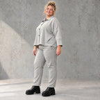 Karottenhose in grauer Jeansoptik mit elastischem Komfortbund und weicher Stretchqualität
