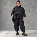 Schwarze Jeansjacke aus Stretchdenim in kastiger Form aus Baumwolle mit Elasthan