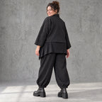 Schwarze Jeansjacke aus Stretchdenim in kastiger Form aus Baumwolle mit Elasthan