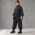 Schwarze Jeansjacke aus Stretchdenim in kastiger Form aus Baumwolle mit Elasthan
