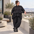 Schwarze Jeansjacke aus Stretchdenim in kastiger Form aus Baumwolle mit Elasthan