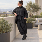 Schwarze Jeansjacke aus Stretchdenim in kastiger Form aus Baumwolle mit Elasthan