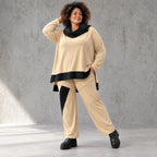 Jerseyhose mit geradem Bein und Dehnbund mit Taftdetails und dekorativer Overlocknaht