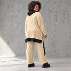 Jerseyhose mit geradem Bein und Dehnbund mit Taftdetails und dekorativer Overlocknaht