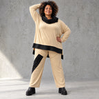 Jerseyhose mit geradem Bein und Dehnbund mit Taftdetails und dekorativer Overlocknaht