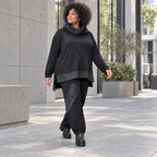 Winterhose aus Stretchjersey mit geradem Bein elastischem Bund und Overlocknahtdetail