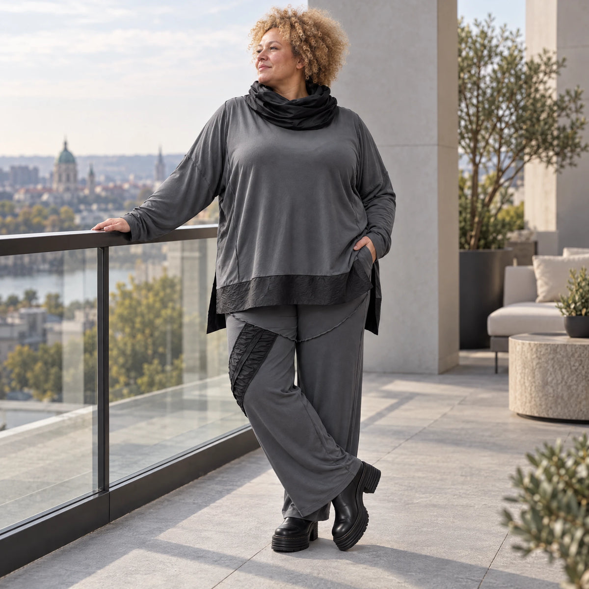 Jerseyhose mit elastischem Bund aus weichem Stretchstoff im geraden Komfortschnitt