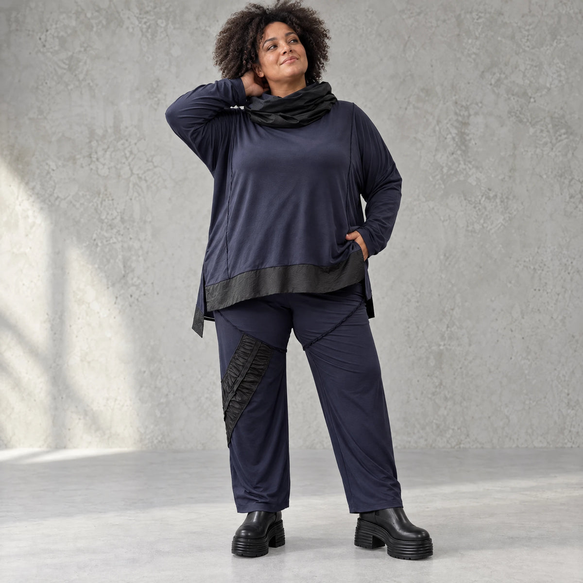 Jerseyhose mit Stretch und geradem Bein bequemer Bund weich fließend für kalte Tage