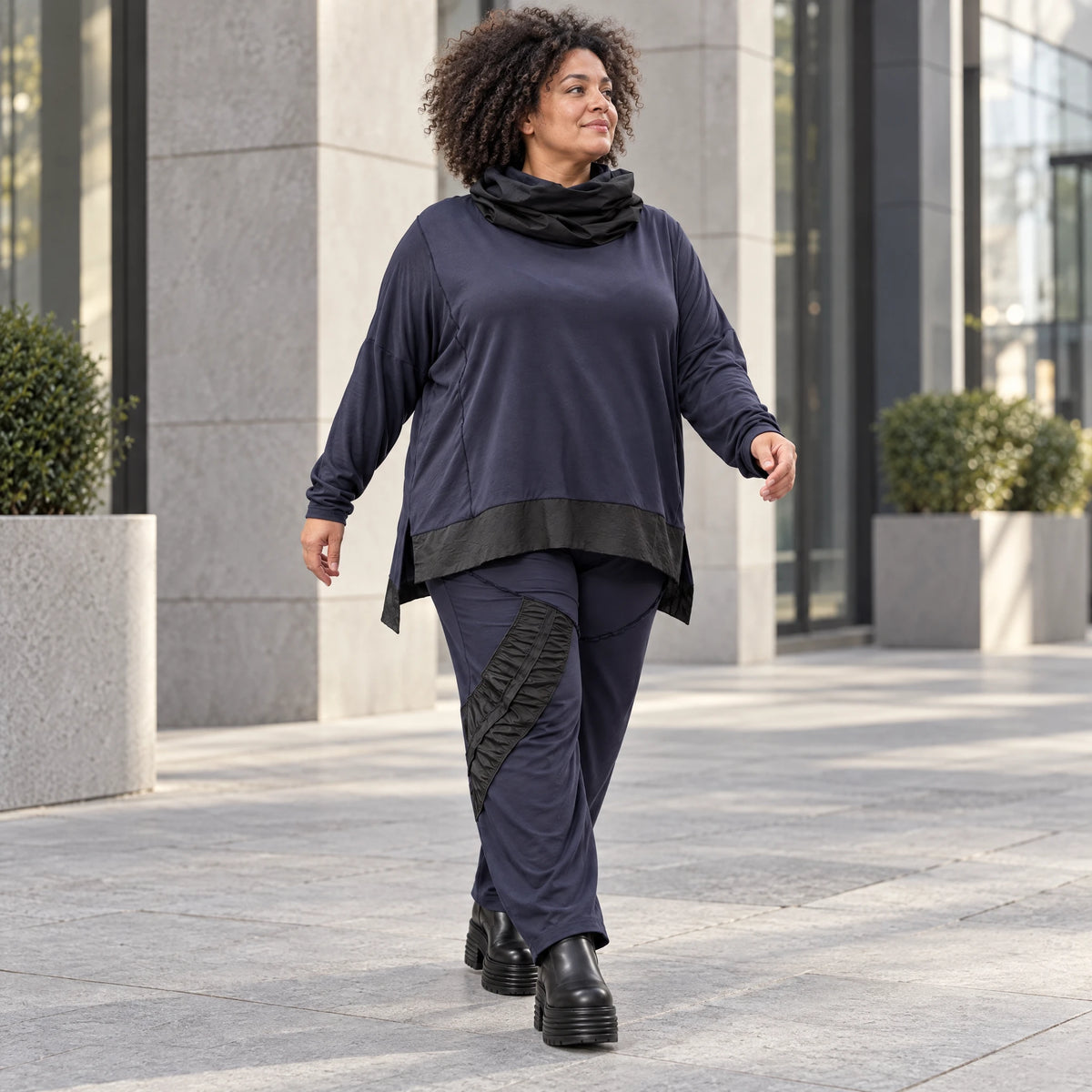 Jerseyhose mit Stretch und geradem Bein bequemer Bund weich fließend für kalte Tage