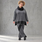 Wintershirt aus weichem Jersey mit Rollkragen Vokuhila Schnitt Taft und Seitenschlitzen