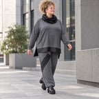 Wintershirt aus weichem Jersey mit Rollkragen Vokuhila Schnitt Taft und Seitenschlitzen