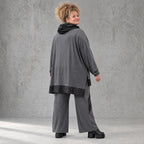 Wintershirt aus weichem Jersey mit Rollkragen Vokuhila Schnitt Taft und Seitenschlitzen