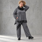 Wintershirt aus weichem Jersey mit Rollkragen Vokuhila Schnitt Taft und Seitenschlitzen