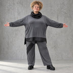 Wintershirt aus weichem Jersey mit Rollkragen Vokuhila Schnitt Taft und Seitenschlitzen