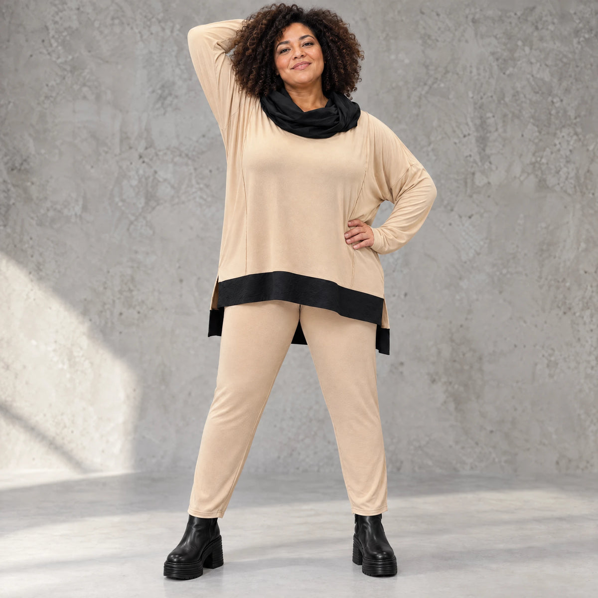 Karottenleggings aus Viskosejersey mit Elasthan schmal geschnitten mit elastischem Bund