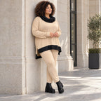 Karottenleggings aus Viskosejersey mit Elasthan schmal geschnitten mit elastischem Bund