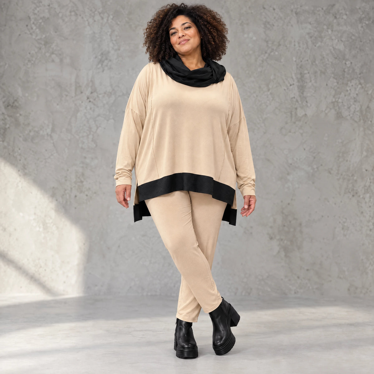 Karottenleggings aus Viskosejersey mit Elasthan schmal geschnitten mit elastischem Bund