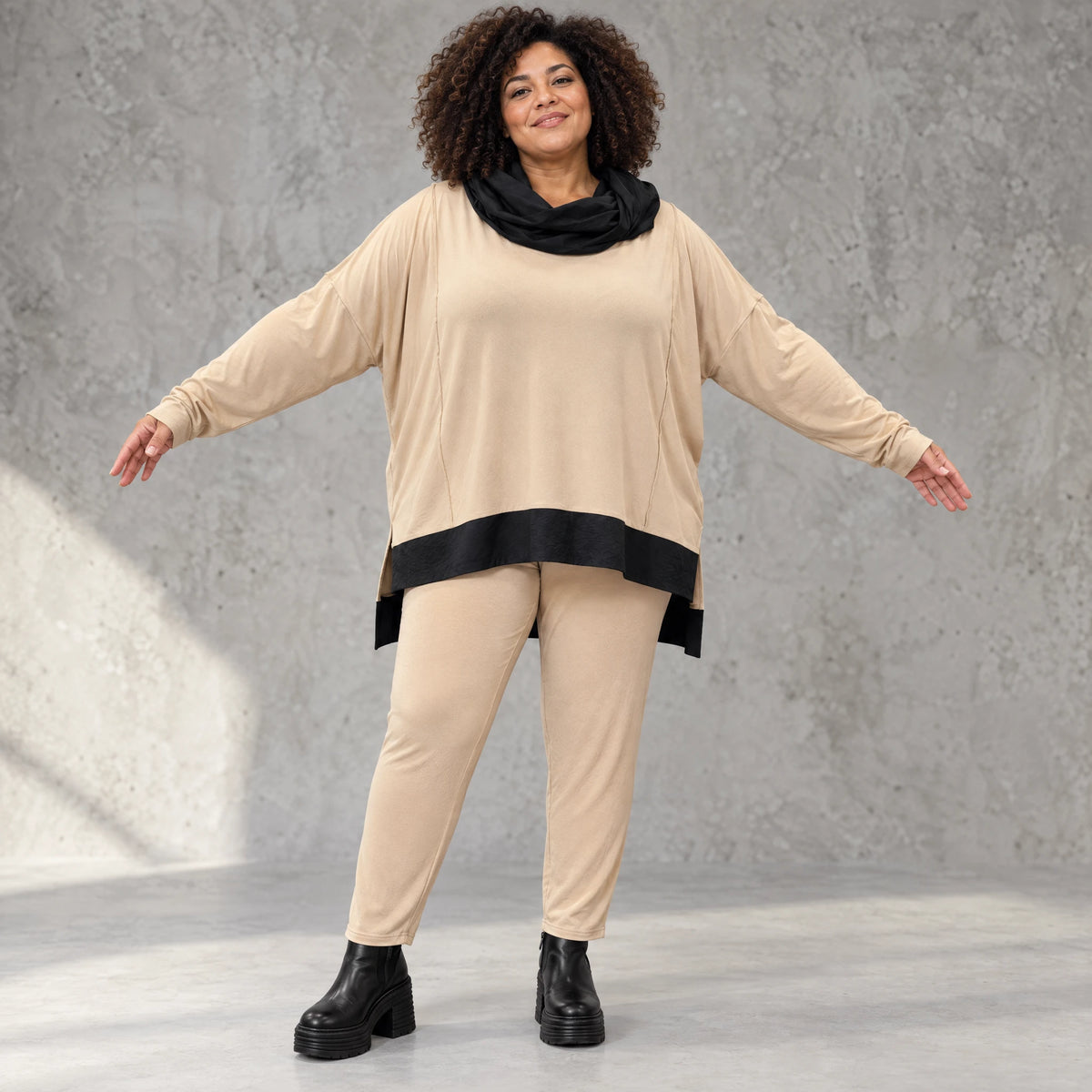 Karottenleggings aus Viskosejersey mit Elasthan schmal geschnitten mit elastischem Bund
