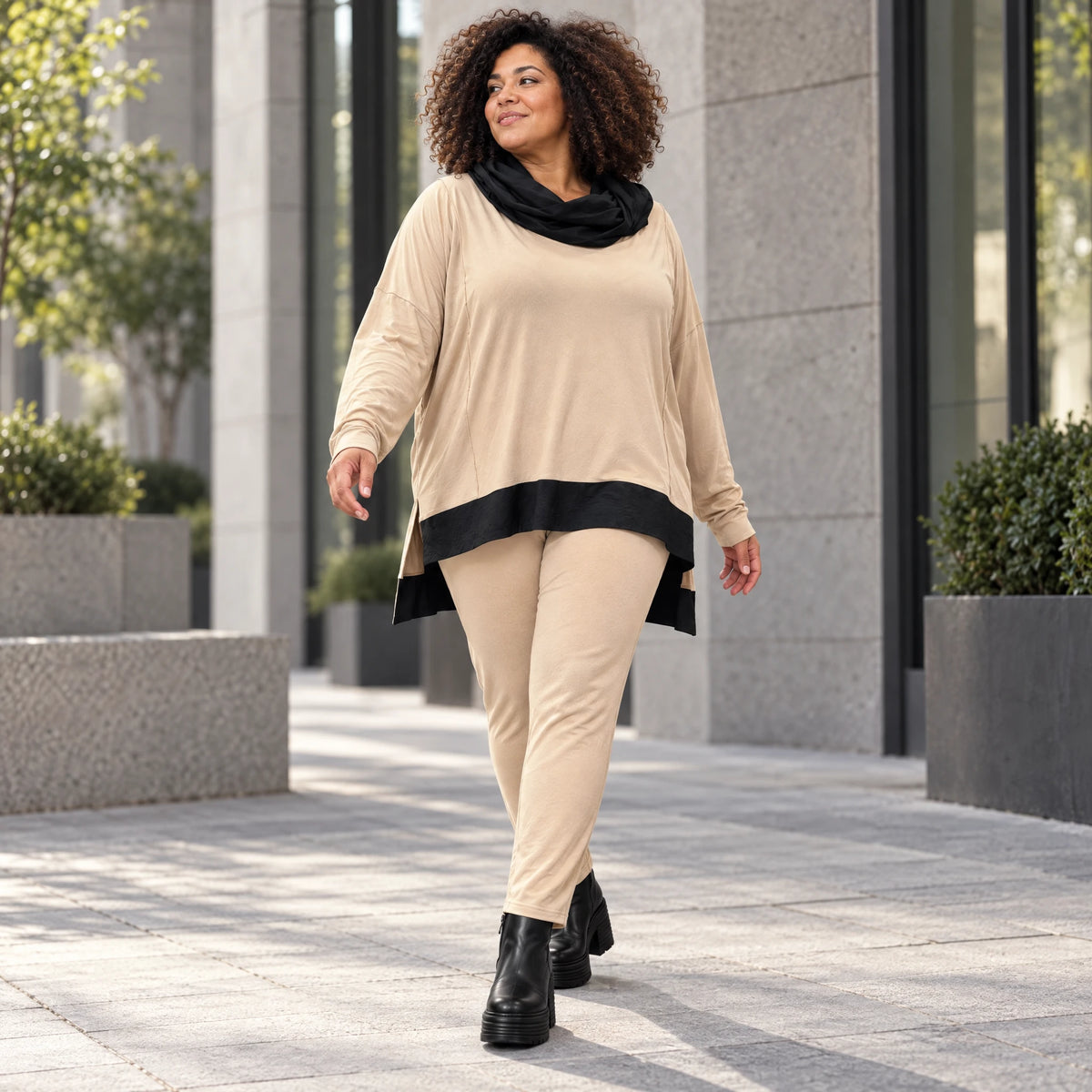 Karottenleggings aus Viskosejersey mit Elasthan schmal geschnitten mit elastischem Bund