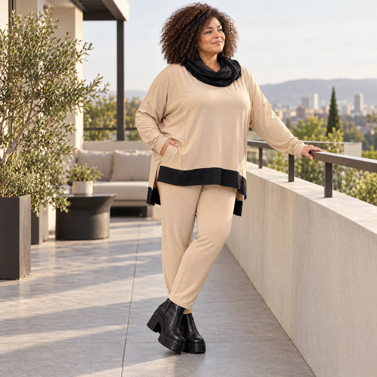 Karottenleggings aus Viskosejersey mit Elasthan schmal geschnitten mit elastischem Bund