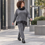 Graue Karottenleggings aus Jersey mit Stretch und Elastikbund weich und bequem warm