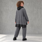 Graue Karottenleggings aus Jersey mit Stretch und Elastikbund weich und bequem warm