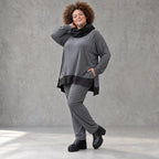 Graue Karottenleggings aus Jersey mit Stretch und Elastikbund weich und bequem warm