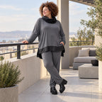 Graue Karottenleggings aus Jersey mit Stretch und Elastikbund weich und bequem warm