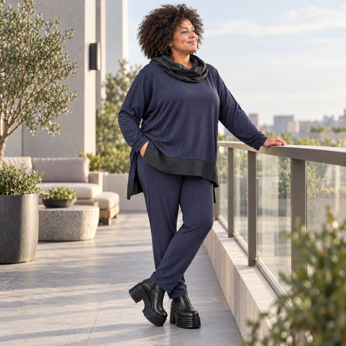 Winter Karottenleggings aus warmem Viskosejersey mit Stretch und bequemem Dehnbund