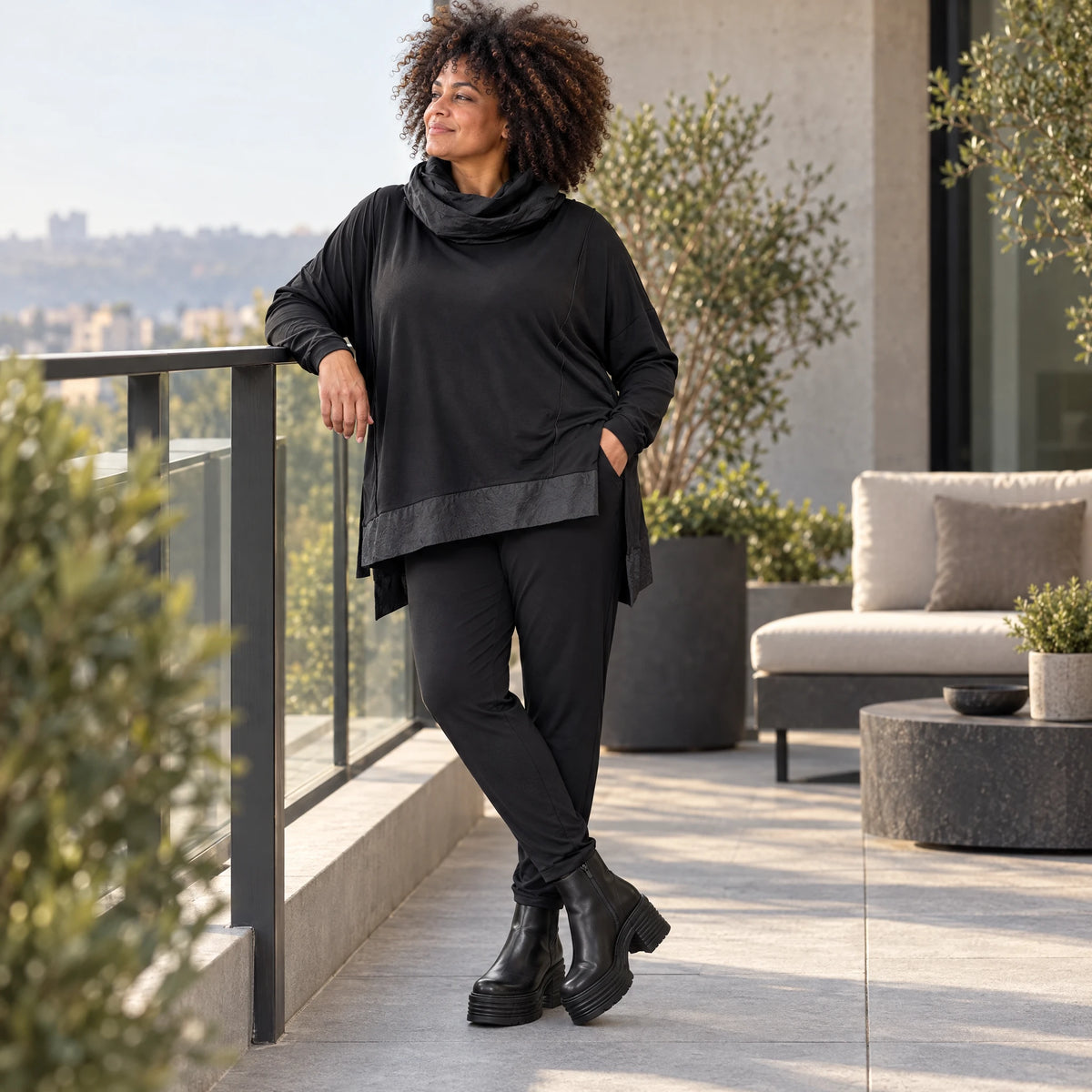 Bequeme Jerseyleggings aus Viskose mit Elasthan im Karottenschnitt mit Elastikbund
