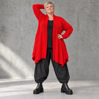 Cardigan aus reiner Baumwolle in A-Linie mit Stehkragen und Seitennahttaschen
