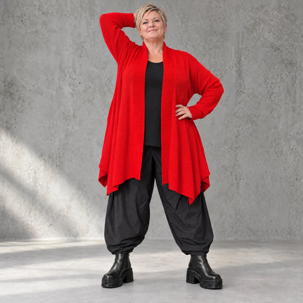 Cardigan aus reiner Baumwolle in A-Linie mit Stehkragen und Seitennahttaschen