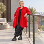 Cardigan aus reiner Baumwolle in A-Linie mit Stehkragen und Seitennahttaschen