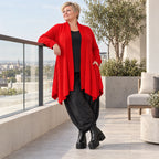 Cardigan aus reiner Baumwolle in A-Linie mit Stehkragen und Seitennahttaschen