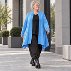 Baumwollstrick Cardigan in A-Linie mit Stehkragen langen Ärmeln und Seitentaschen