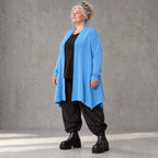 Baumwollstrick Cardigan in A-Linie mit Stehkragen langen Ärmeln und Seitentaschen