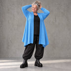 Baumwollstrick Cardigan in A-Linie mit Stehkragen langen Ärmeln und Seitentaschen