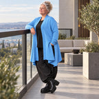 Baumwollstrick Cardigan in A-Linie mit Stehkragen langen Ärmeln und Seitentaschen