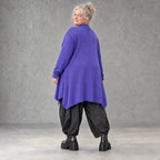 Cardigan aus Baumwolle in Violett mit Stehkragen A-Linie weich verschlusslos warm