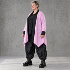 Strickcardigan aus Baumwolle in A-Linie mit Stehkragen und Memorytaft ohne Verschluss